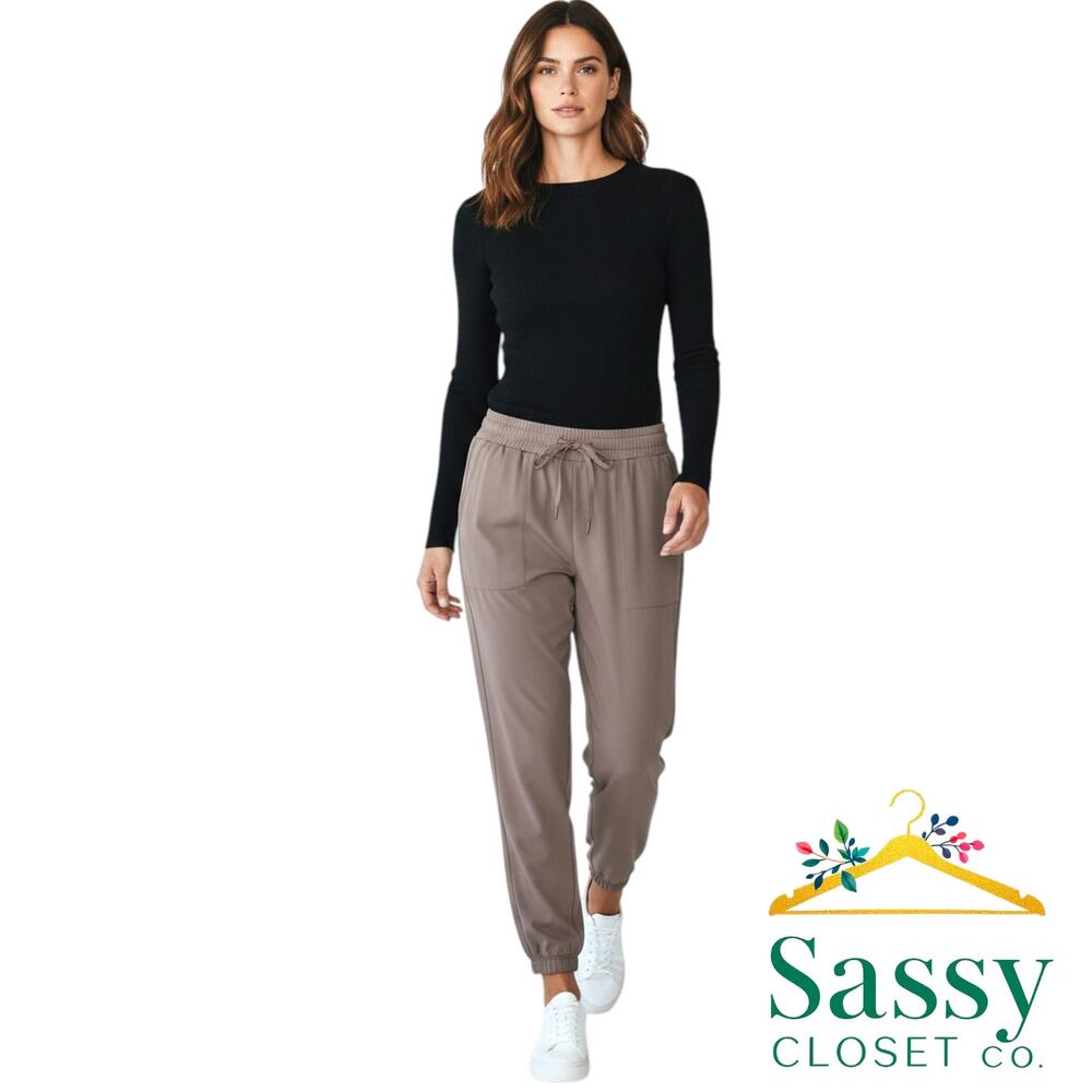 SPANX On The Move Joggers L Cappuccino Brown NWOT Track Pants 51084R